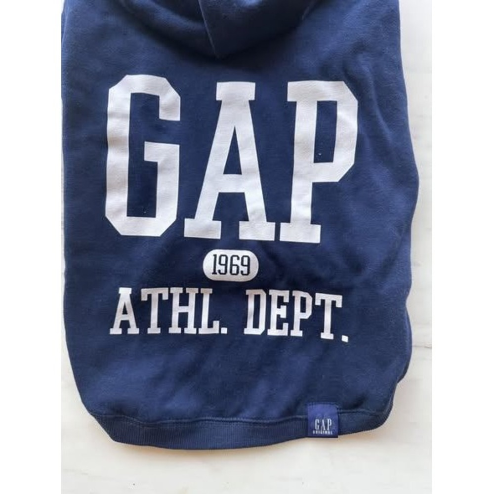 Gap 1969 Athletic Dept Dog Hoodie Navy Blue Logo Pet Sweatshirt Hooded Top xs